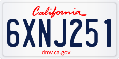 CA license plate 6XNJ251