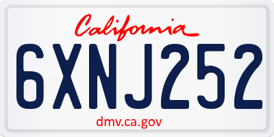 CA license plate 6XNJ252