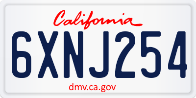 CA license plate 6XNJ254