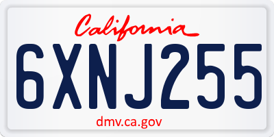 CA license plate 6XNJ255