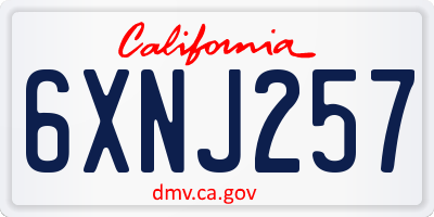 CA license plate 6XNJ257