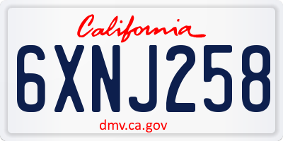 CA license plate 6XNJ258