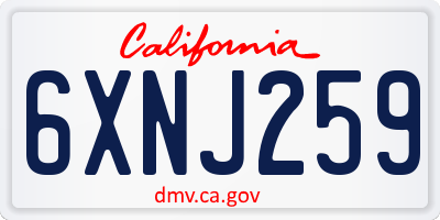 CA license plate 6XNJ259