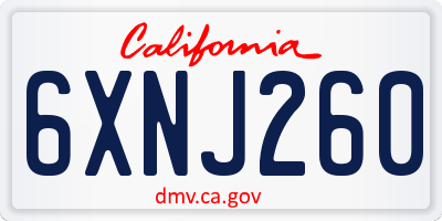 CA license plate 6XNJ260
