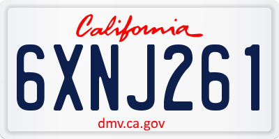 CA license plate 6XNJ261