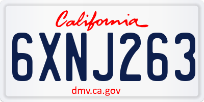 CA license plate 6XNJ263
