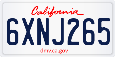 CA license plate 6XNJ265