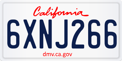 CA license plate 6XNJ266