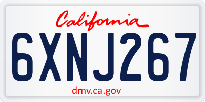 CA license plate 6XNJ267
