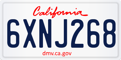 CA license plate 6XNJ268