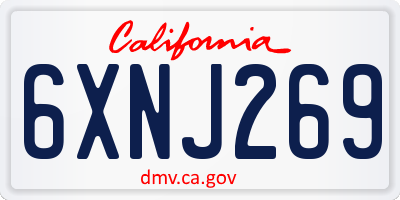 CA license plate 6XNJ269