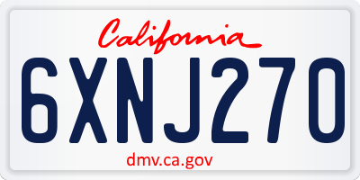 CA license plate 6XNJ270