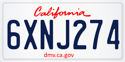 CA license plate 6XNJ274