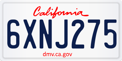 CA license plate 6XNJ275