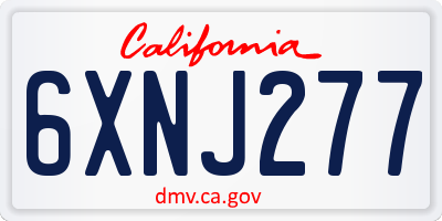 CA license plate 6XNJ277