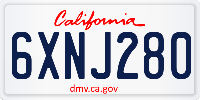 CA license plate 6XNJ280