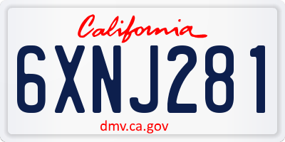 CA license plate 6XNJ281