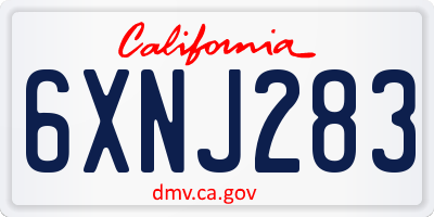CA license plate 6XNJ283