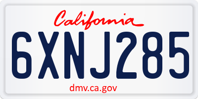 CA license plate 6XNJ285