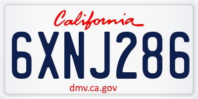 CA license plate 6XNJ286