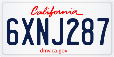 CA license plate 6XNJ287