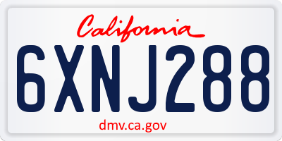 CA license plate 6XNJ288