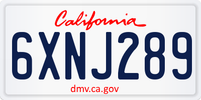 CA license plate 6XNJ289