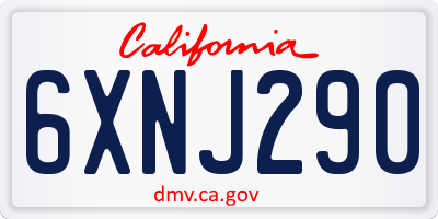CA license plate 6XNJ290