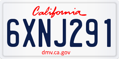 CA license plate 6XNJ291
