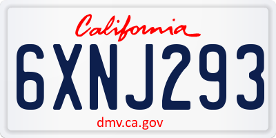 CA license plate 6XNJ293