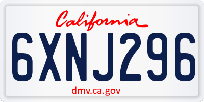 CA license plate 6XNJ296