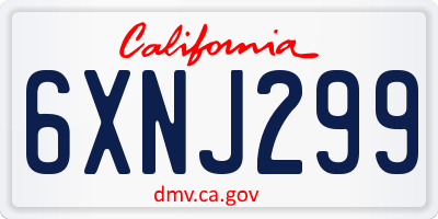 CA license plate 6XNJ299