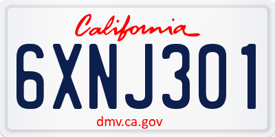 CA license plate 6XNJ301