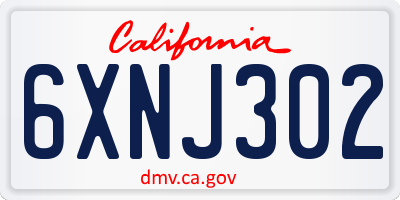 CA license plate 6XNJ302