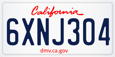 CA license plate 6XNJ304
