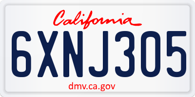 CA license plate 6XNJ305