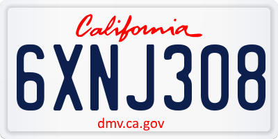 CA license plate 6XNJ308