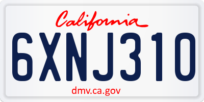 CA license plate 6XNJ310