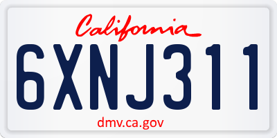 CA license plate 6XNJ311