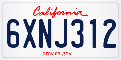 CA license plate 6XNJ312