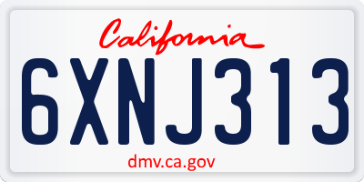 CA license plate 6XNJ313