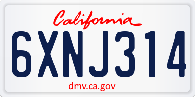 CA license plate 6XNJ314