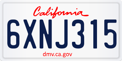CA license plate 6XNJ315