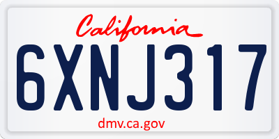 CA license plate 6XNJ317