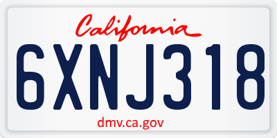 CA license plate 6XNJ318