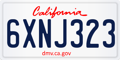 CA license plate 6XNJ323