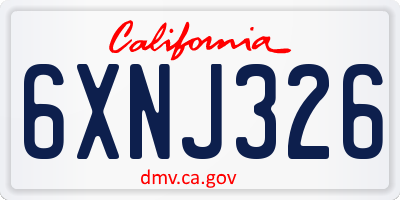 CA license plate 6XNJ326