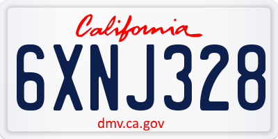 CA license plate 6XNJ328