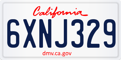 CA license plate 6XNJ329