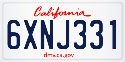 CA license plate 6XNJ331